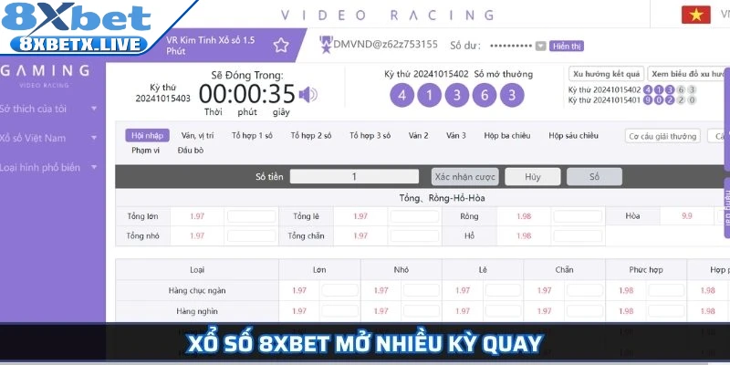 Xổ số 8Xbet mở nhiều kỳ quay